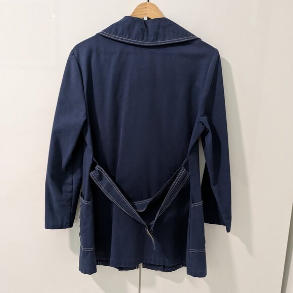 60s/70s Contrast Stitch Belted Car Coat - Picture 9 of 12